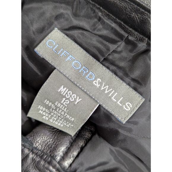 NWOT! CLIFFORD & WILLS! BLACK GENUINE LEATHER HIGH WAIST STRAIGHT PANTS! SZ 12 - Picture 8 of 10